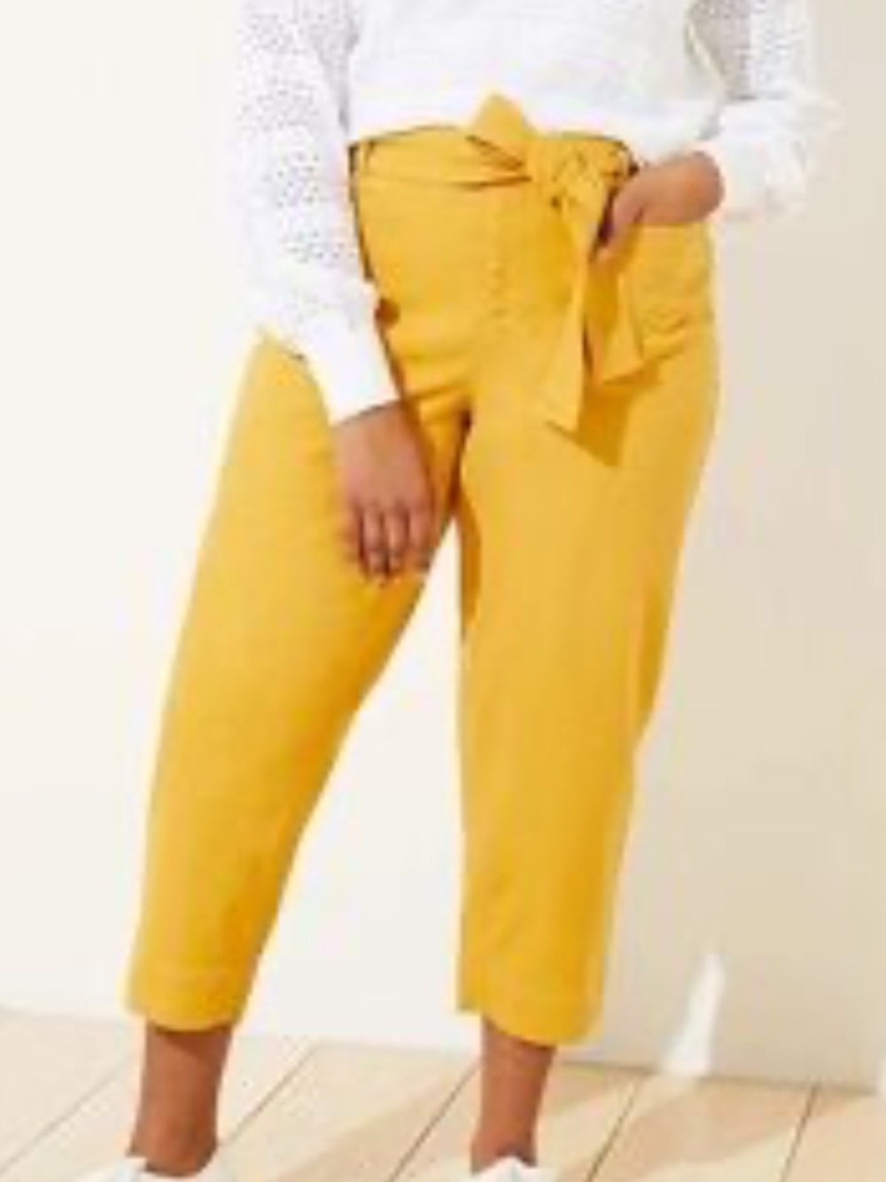 LOFT golden mustard yellow Tie-Waist Cropped pocket Pants 0 NWT